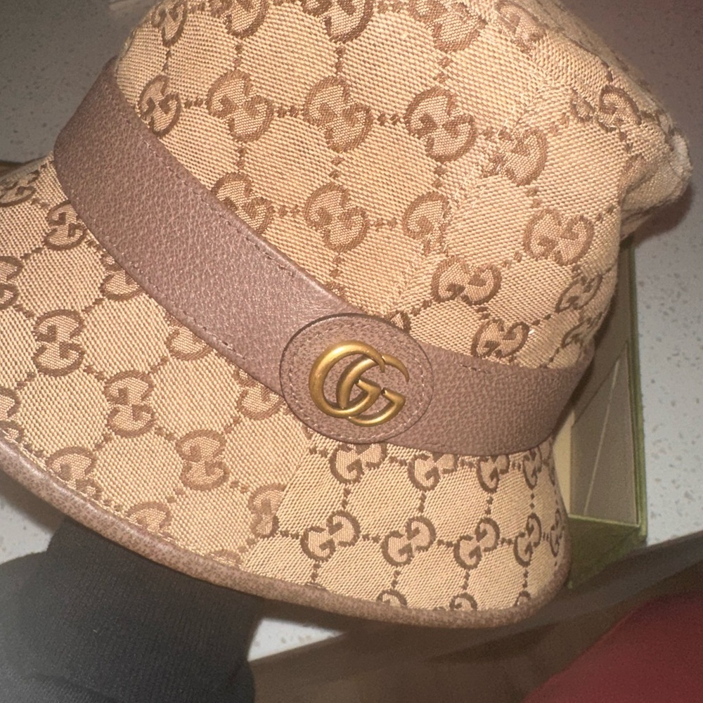 Gucci GG Monogram Brown Gold Hat